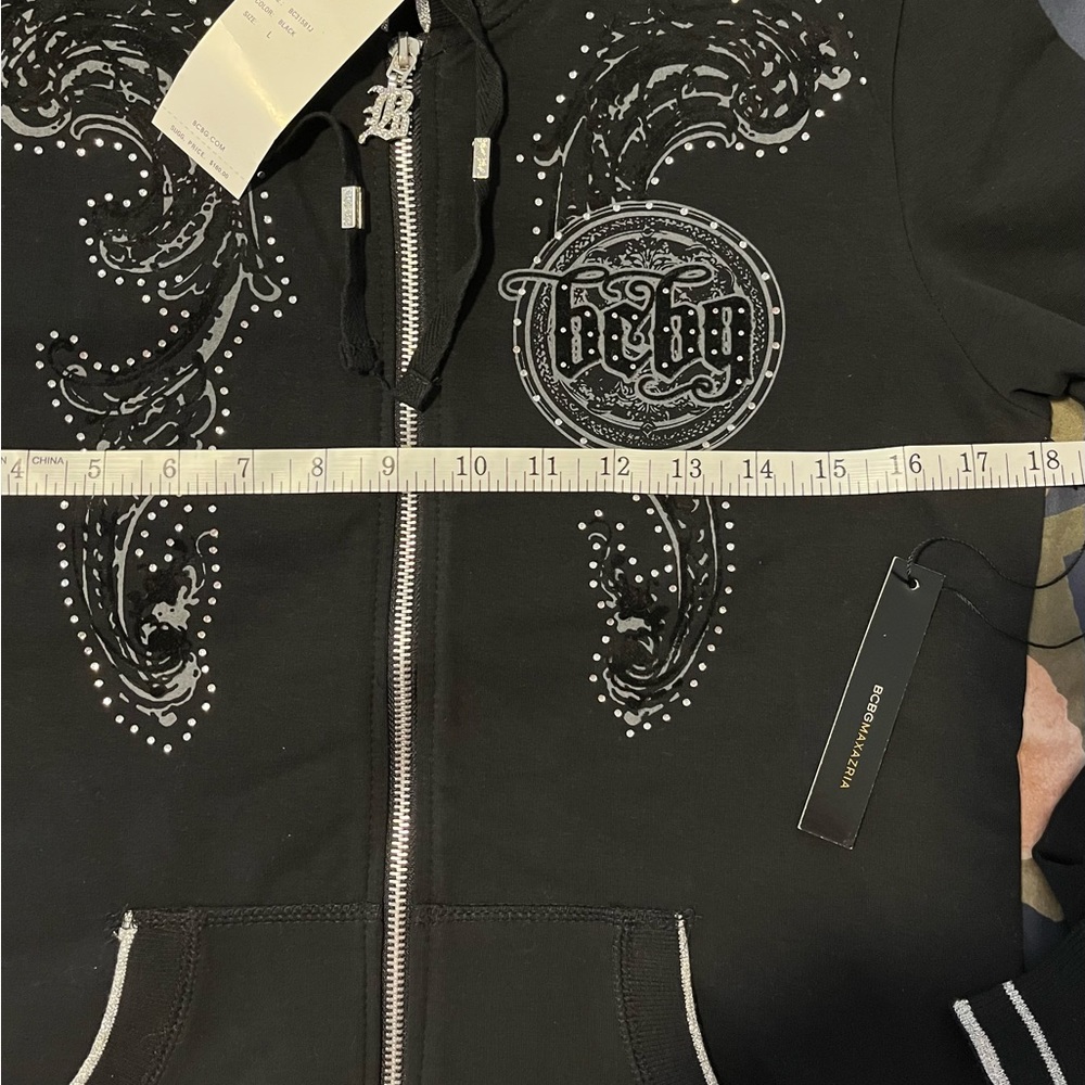 BCBG Maxazria Size:L WomenHoodie/Pants Phinestone Detail Shimmer Thread Outline - Picture 7 of 16
